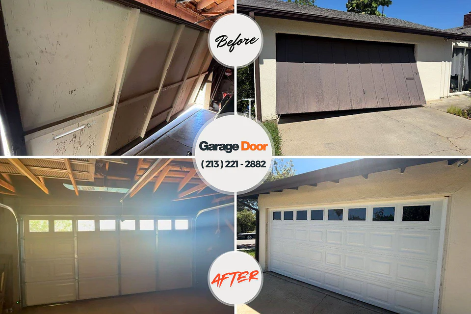 Before and after: garage door repair Bridgeton, MO